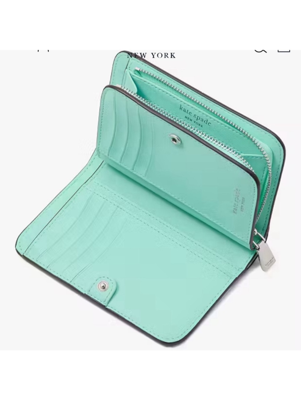 Kate Spade Morgan Ombré Compact Wallet in Mint Liqueur Multi NWT - Picture 3 of 13